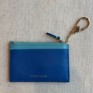 Cole Haan Blue and Teal Leather  Card Case with Keyring